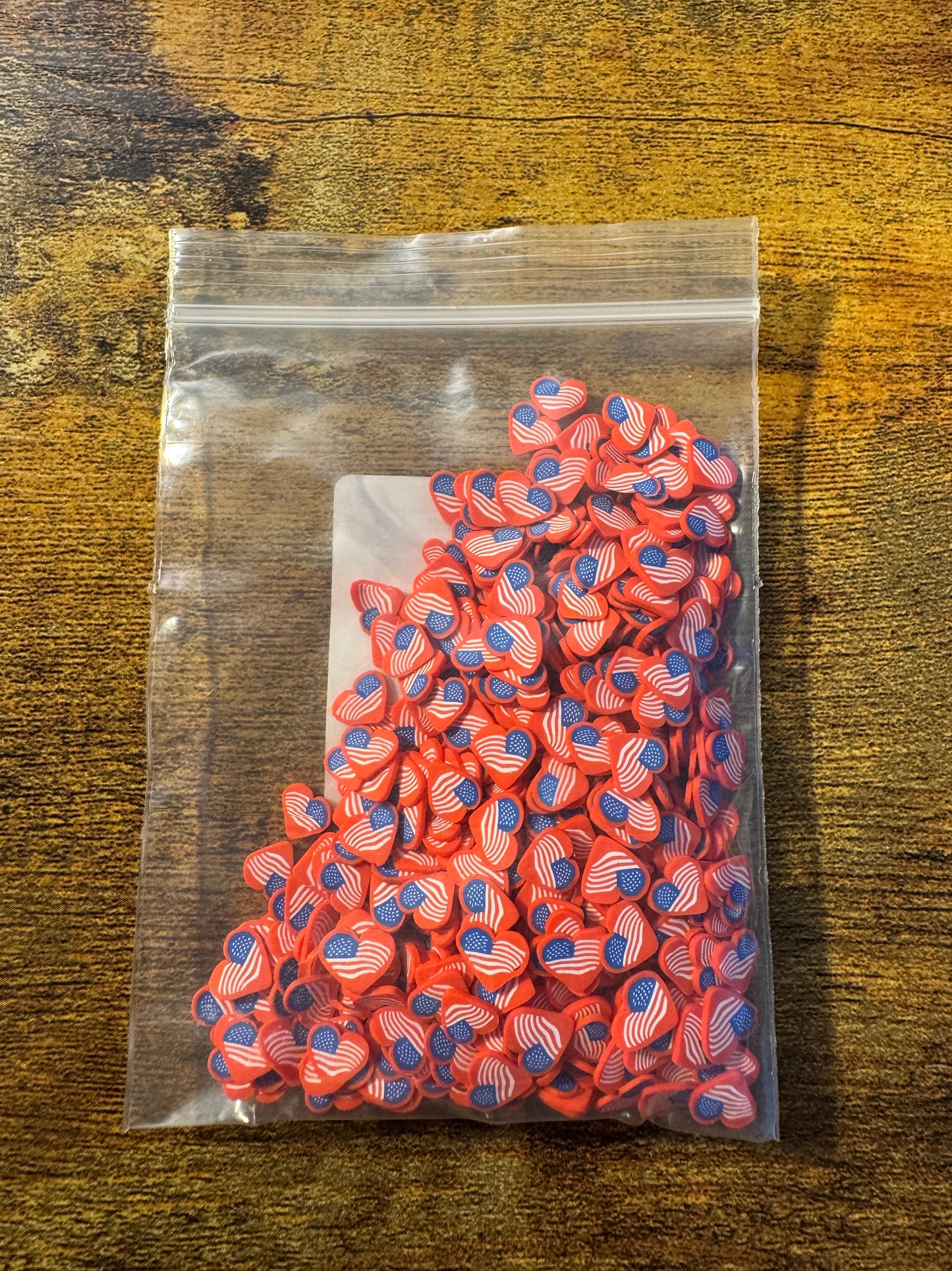 American Flag Hearts Polymer Clay Pieces