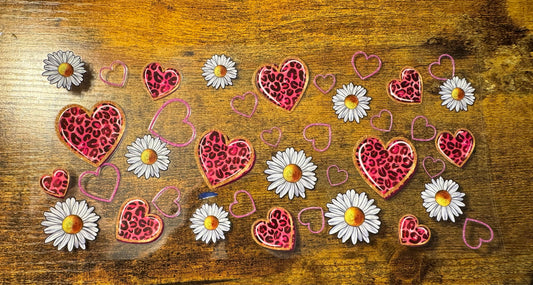 Cheetah Hearts With Flowers